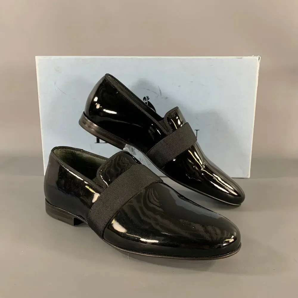 LANVIN Size 6 Black Patent Leather Slip On Loafers
